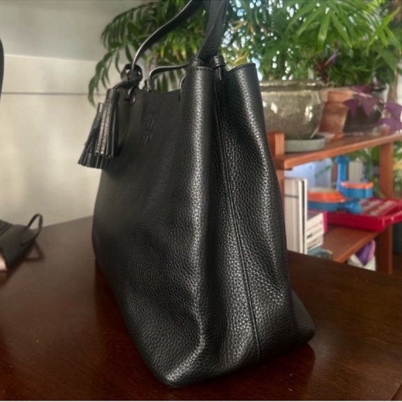Tory Burch Black Structured Leather Tote - Picture 3 of 10